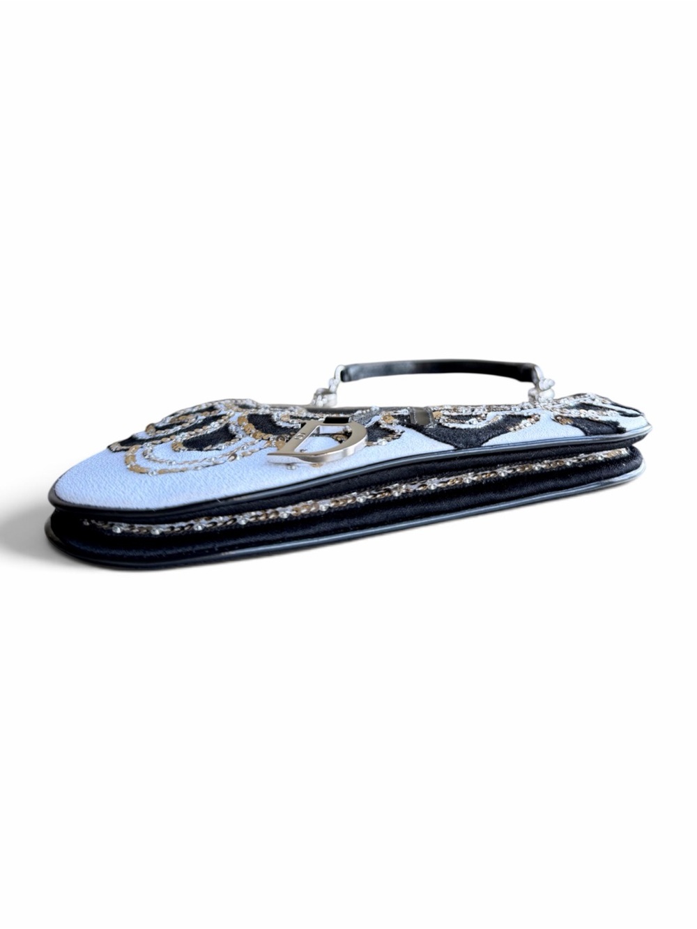 Vintage Dior x Galliano Limited Edition Black & White Sequin Mini Saddle - Picture 5 of 9